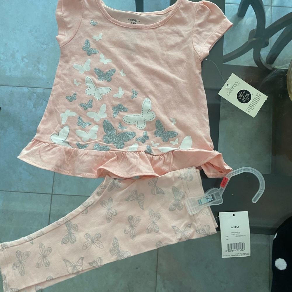 Baby girl butterfly summer set 6-12m new